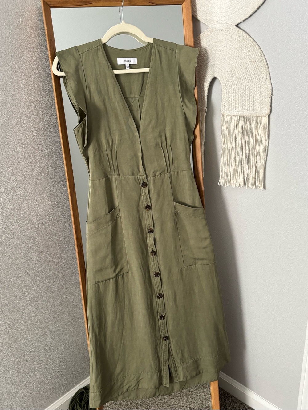 Reiss Button-Front Midi Dress